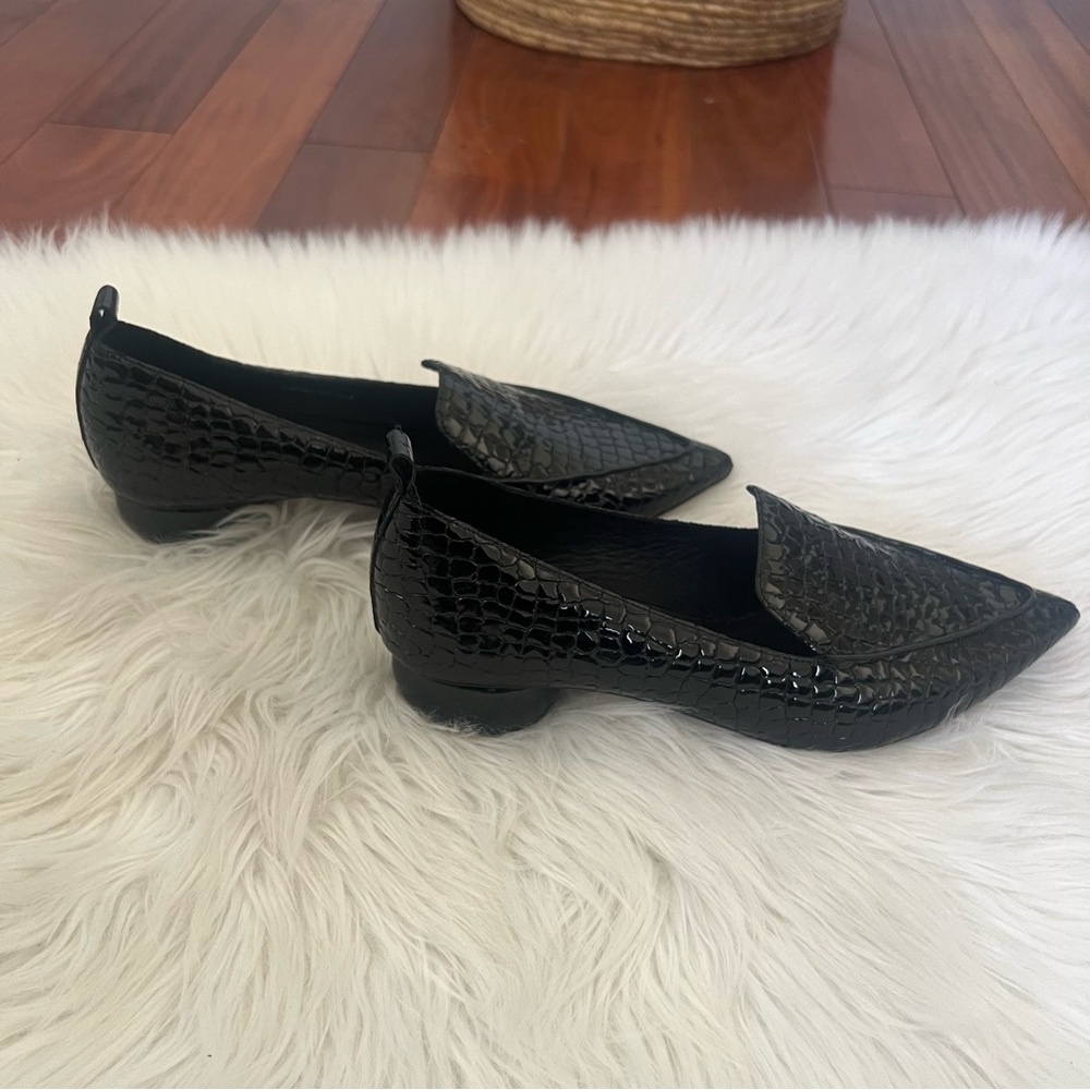 NWOT Jeffrey Campbell Viona flats black  patent Croc  Flats Slip On 7.5 - Picture 3 of 10